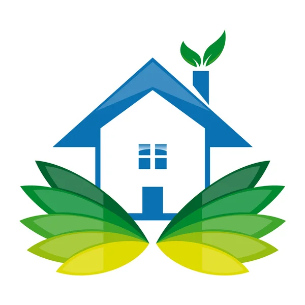 Pictogram huis in bloem hand — Stockvector