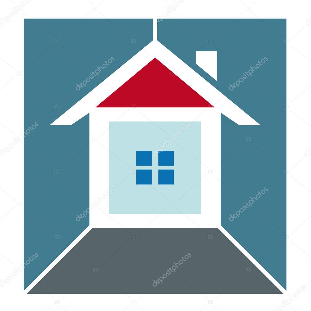 Abstract icon house with little red roof