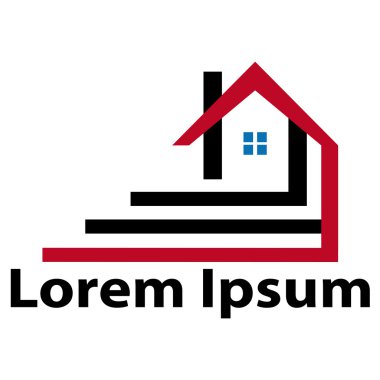 Simge soyut kırmızı çatı merdivenleri ile