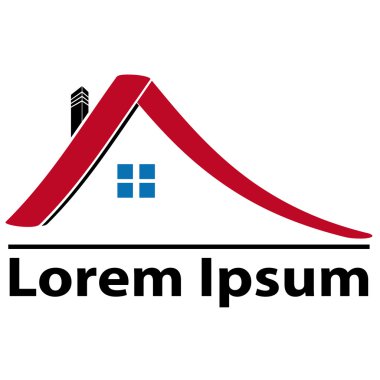 Simge soyut kırmızı çatı basit