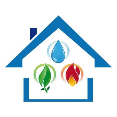 Su sistemi ile simge Ev Isıtma ve çevresel açıdan sürdürülebilir kalkınma