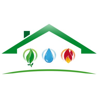 Su sistemi ile yeşil simge Ev Isıtma ve çevresel açıdan sürdürülebilir kalkınma