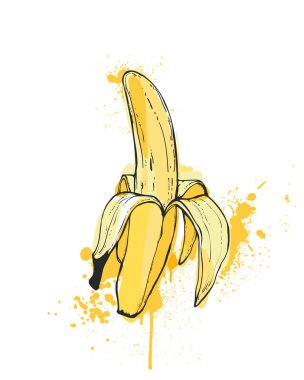 Tişört baskısı tasarımı için soyulmuş muz vektör sanatı