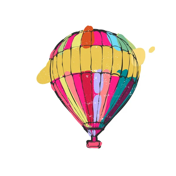 Klasik hava balonu düz vektör baskı tasarımı — Stok Vektör