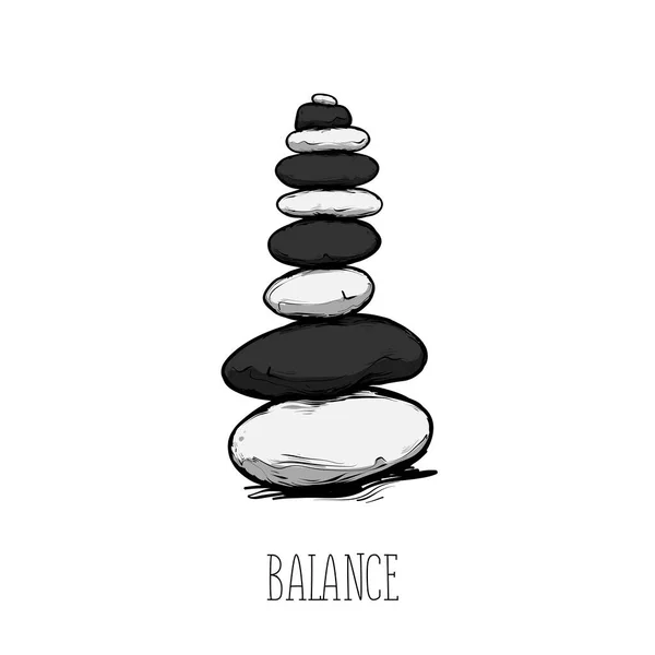 Zen equilibrio de piedra con el texto, concepto pacífico — Vector de stock