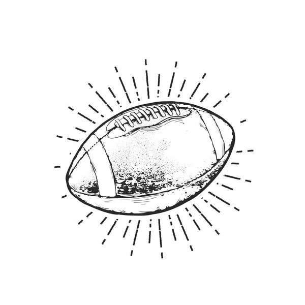 Design de emblema de bola de futebol americano, sinal de rugby — Vetor de Stock