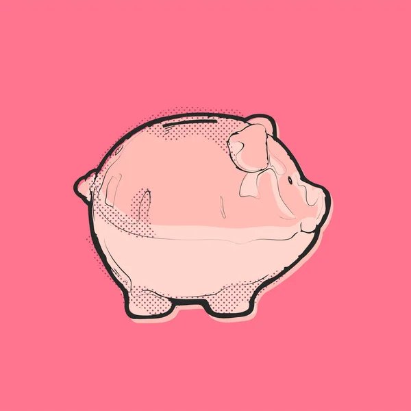 Piggy banco sinal, dinheiro emblema, arte vetorial plana — Vetor de Stock