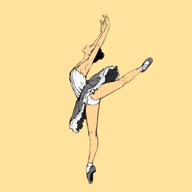 Genç balerin pozu, balerin, vektör sanatı.