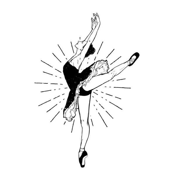 Joven bailarina posando, bailarina de ballet, arte vectorial — Archivo Imágenes Vectoriales