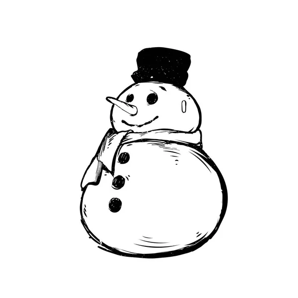 Funny cartoon snowman isolated on white background — Stock Vector
