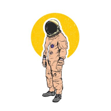 Astronot tüm vücut, gerçekçi vektör çizimi