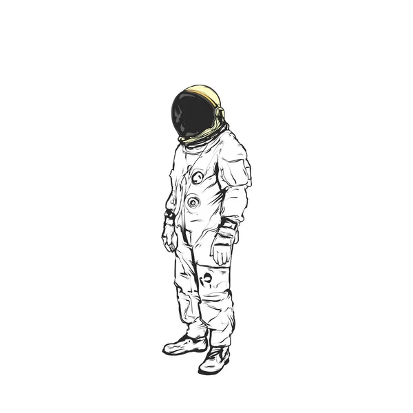 Astronaut helkropp, realistisk vektorritning — Stock vektor