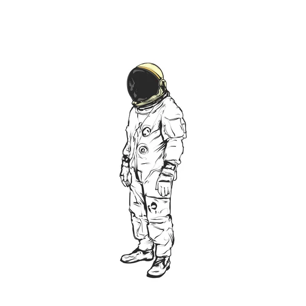 Astronauta corpo inteiro, desenho vetorial realista — Vetor de Stock