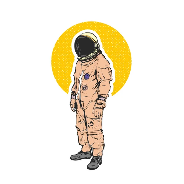 Astronauta corpo inteiro, desenho vetorial realista —  Vetores de Stock
