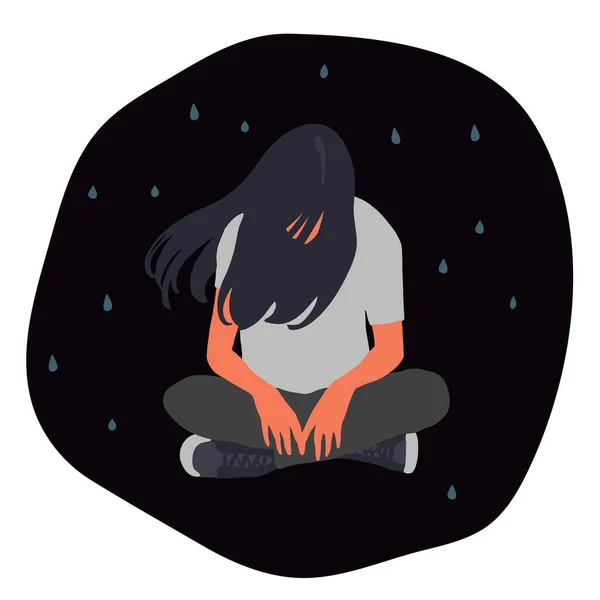 Triste adolescente sentada en el suelo — Vector de stock