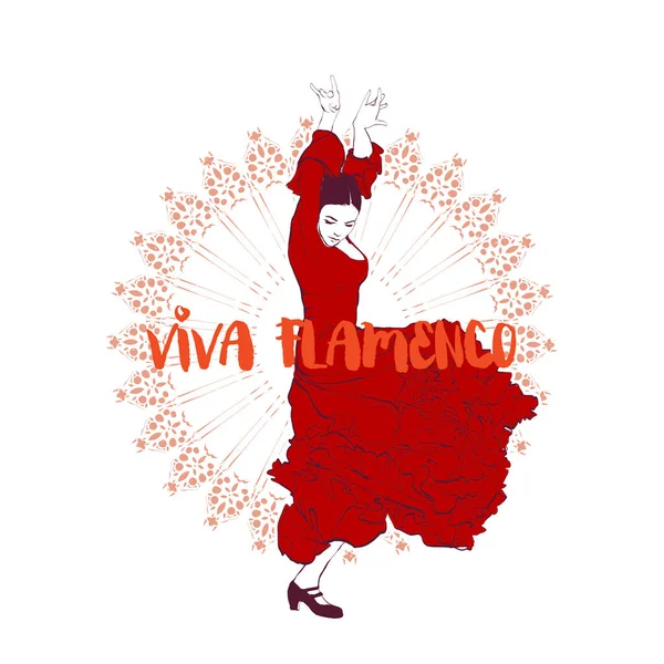 Viva flamenco, spanyol lány flamenco táncol — Stock Vector
