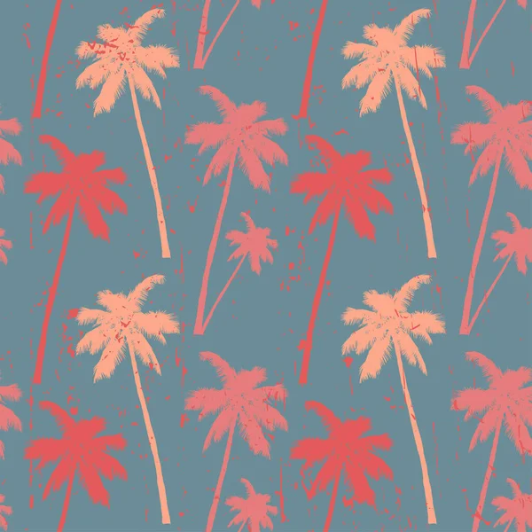Palmen träd silhuett vintage sömlös mönster — Stock vektor