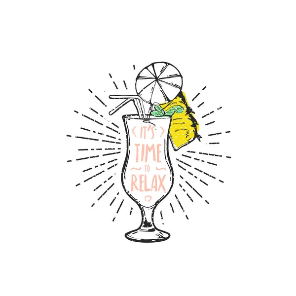 Pina Colada cocktail emblem, flat vector art — 스톡 벡터