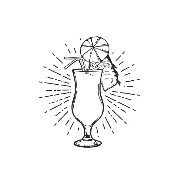 Emblema de coquetel Pina Colada, arte vetorial plana —  Vetores de Stock