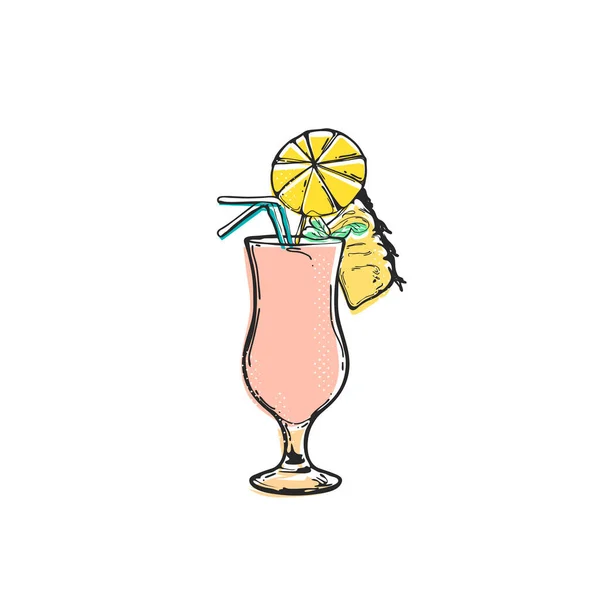 Pina Colada cocktail embleem, vlakke vector art — Stockvector