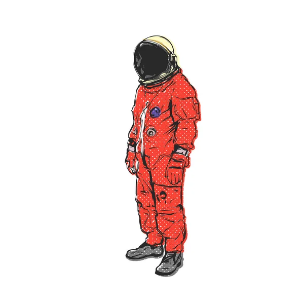 Astronauta corpo inteiro, desenho vetorial plano realista — Vetor de Stock