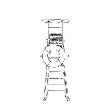 Kumsaldaki gözlem kulesi, el çizimi.