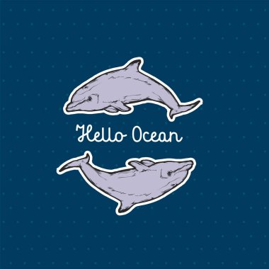 Zıplayan yunus, klasik düz vektör amblem sanatı.