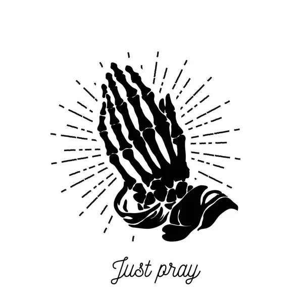 Vector illustration - Praying skeleton hands — Stock Vector