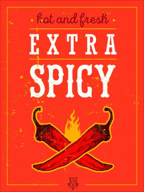 Chili biberli ekstra baharatlı poster.