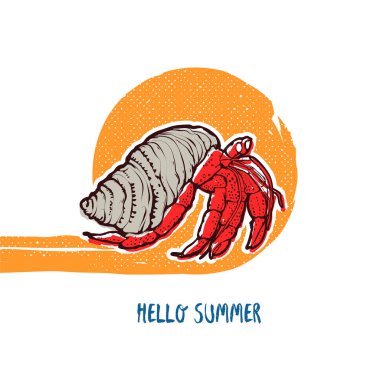 Yengeç keşişi, el yapımı vektör sanatı.