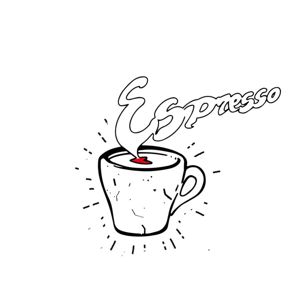 Kaffee-Espresso-Tasse Emblem, isolierte Vektorkunst — Stockvektor