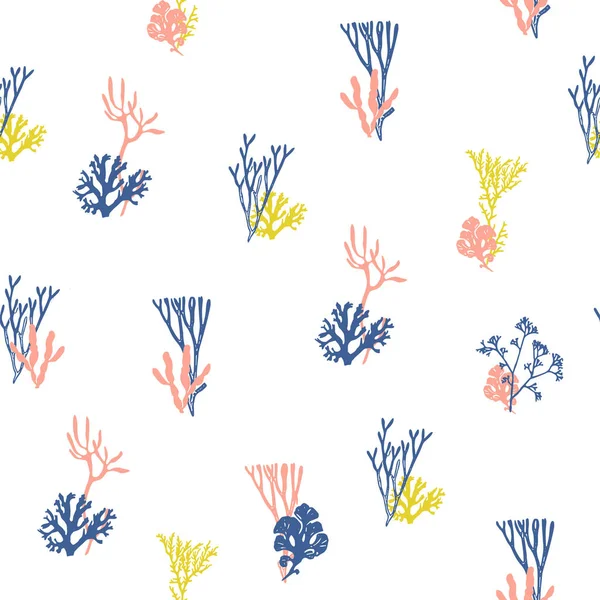 Corais e algas para impressão, tecido, têxtil — Vetor de Stock