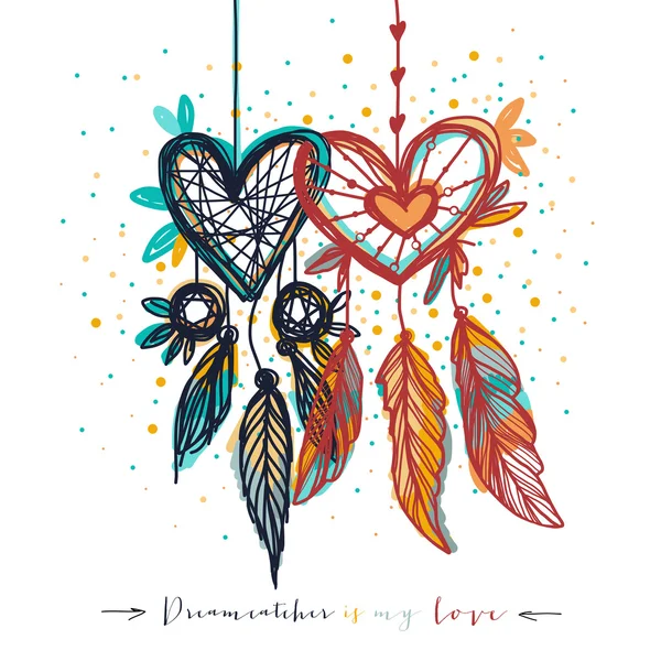 Dream catcher with love Stock Illustration