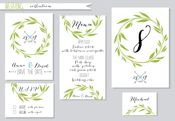 Illustration vectorielle.Collection de modèles d'invitation de mariage w — Image vectorielle