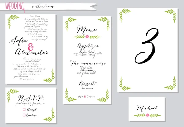 Illustration vectorielle.Collection de modèles d'invitation de mariage w — Image vectorielle