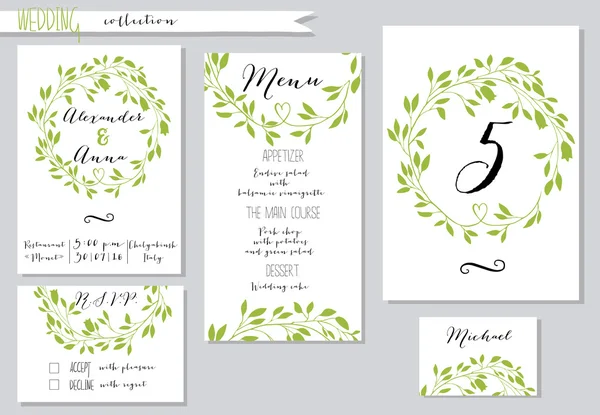 Illustration vectorielle.Collection de modèles d'invitation de mariage w — Image vectorielle