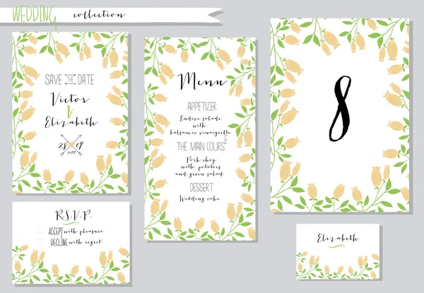 Vector illustration.Collection de plantillas de invitación de boda w — Vector de stock