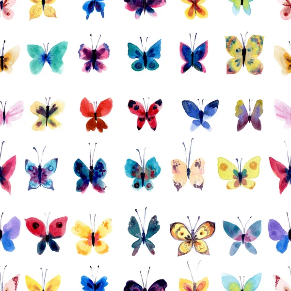 水彩图案与美丽的蝴蝶 — 图库照片#