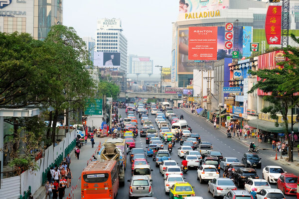Bangkok Thailand - February 24 , 2016 :Traffic congestion The problem needs to be solved in Bangkok