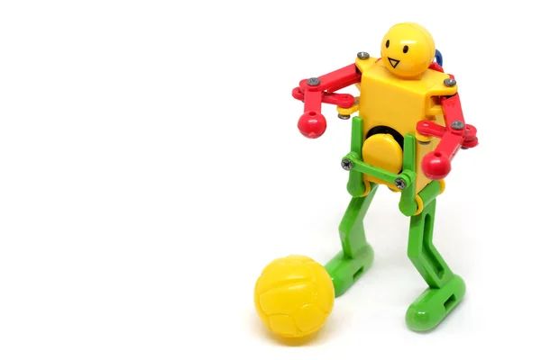 Zabawka Robot są gry w piłkę nożną, sport concept. — Zdjęcie stockowe