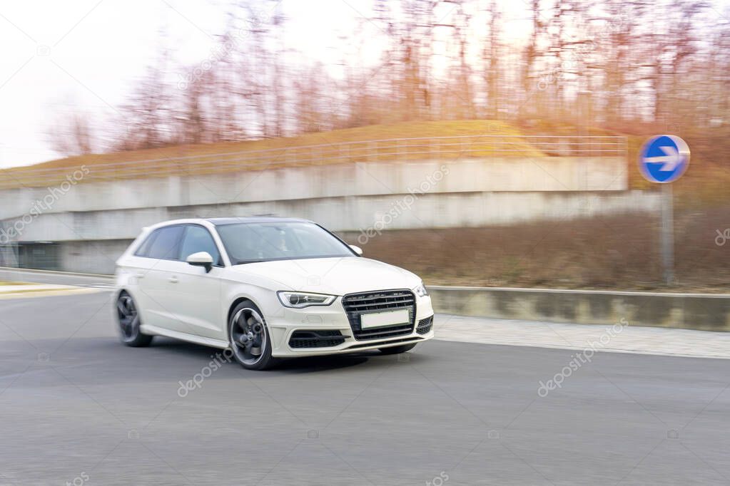 Speed car effect concept, sports car panning shot