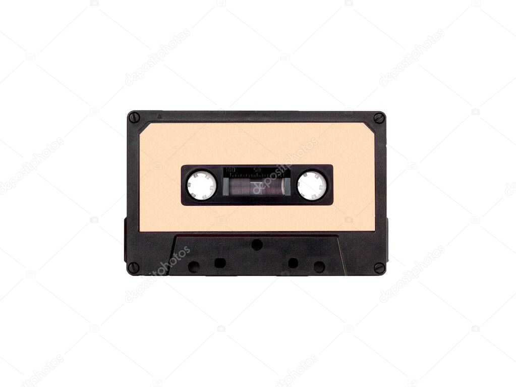 Isolated retro, Old-school cassette tape record with copy space