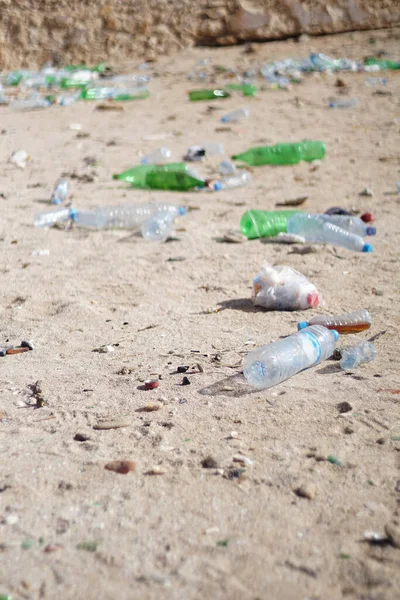 Plastic waste on the beach, sea,ocean, littering on the beach