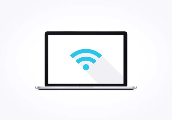 Wireless network connection icon on laptop computer screen — Stock Photo, Image