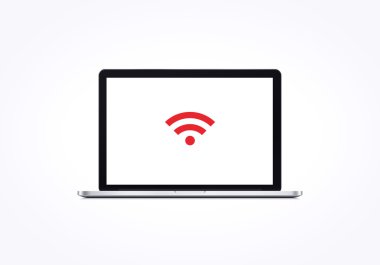 Wifi simgesi ile izole modern bilgisayar