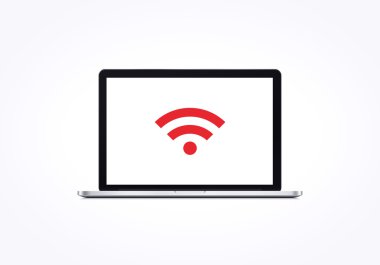 Wifi simgesi ile izole modern bilgisayar