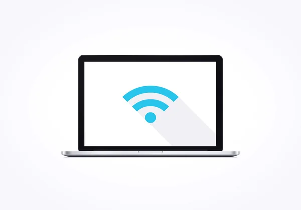 Isolated modern computer with wifi icon — Stock Photo, Image