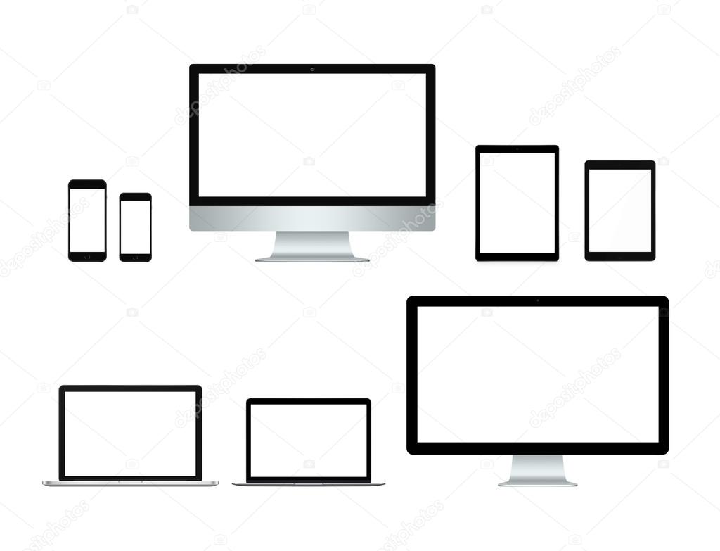 Modern trendy computer and mobile devices set