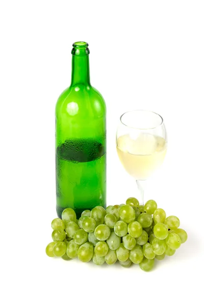 Wine and grapes on a white background — Stock Photo, Image