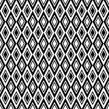 Eşkenar dörtgen deseni. Siyah ve beyaz renk.